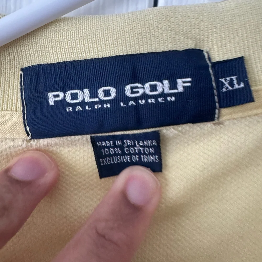 Polo Golf Ralph Lauren Butter Yellow & Navy Polo Shirt XL Quiet Luxury Vintage